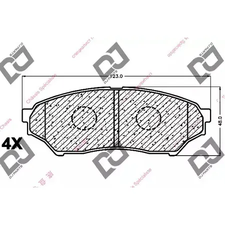 Тормозные колодки, дисковые, комплект DJ PARTS BP1206 3434628 2ZD 84V PW27GJ