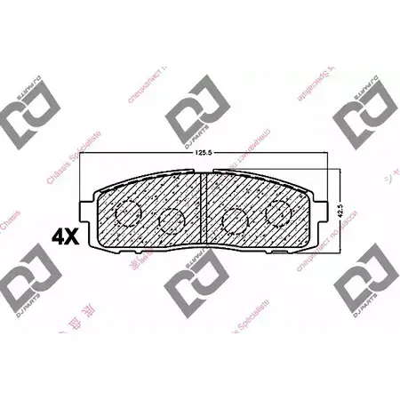 Тормозные колодки, дисковые, комплект DJ PARTS BP1211 3434633 NC2I CF P8GEZ