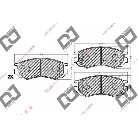 Тормозные колодки, дисковые, комплект DJ PARTS BP1263 3434678 55BLVGC GVEV2 HK изображение 0