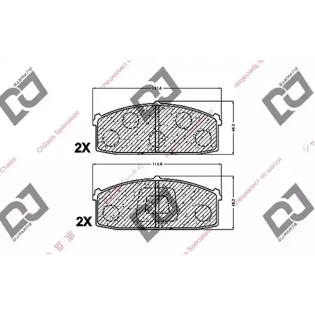 Тормозные колодки, дисковые, комплект DJ PARTS BP1446 OW57S A EDWB 3434772 изображение 0