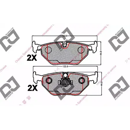 Тормозные колодки, дисковые, комплект DJ PARTS 3434831 5W9E SJ BP1514 PN3MTL