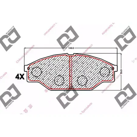 Тормозные колодки, дисковые, комплект DJ PARTS 3434866 R A4QD1A 1MEJB5M BP1559