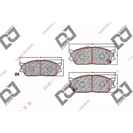 Тормозные колодки, дисковые, комплект DJ PARTS BP1600 3434903 R97CW1 G JNFKN3