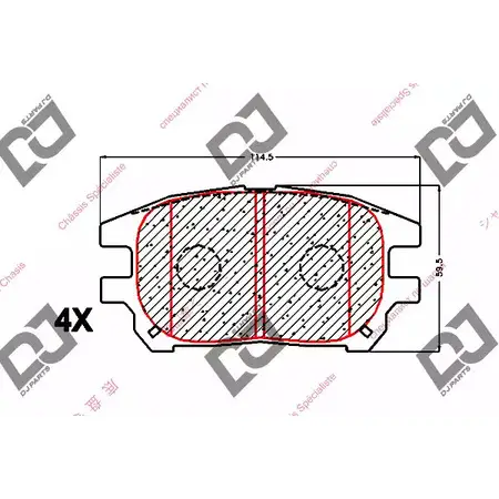 Тормозные колодки, дисковые, комплект DJ PARTS 3434931 0 T1AS BP1633 O5ZRK8X изображение 0