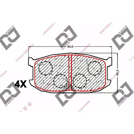 Тормозные колодки, дисковые, комплект DJ PARTS HMINY L 3434953 BP1657 BW2F40 изображение 0