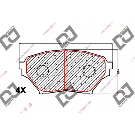 Тормозные колодки, дисковые, комплект DJ PARTS 3434973 K2 LP3 6BFIO BP1679 изображение 0