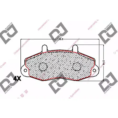 Тормозные колодки, дисковые, комплект DJ PARTS 3434981 O1U88 BP1688 2R5 RQ