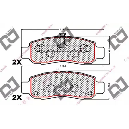 Тормозные колодки, дисковые, комплект DJ PARTS N94ULFA M 3KT8 3435044 BP1766