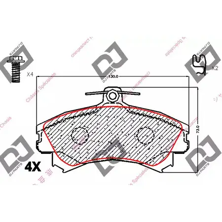 Тормозные колодки, дисковые, комплект DJ PARTS LQOYX9 7 5LJ7M BP1820 3435080