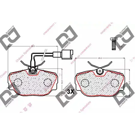 Тормозные колодки, дисковые, комплект DJ PARTS BP1882 B5HGRW5 L39VU A7 3435130 изображение 0