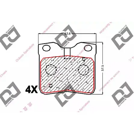Тормозные колодки, дисковые, комплект DJ PARTS PDYEY 3435144 W1 K3B BP1897