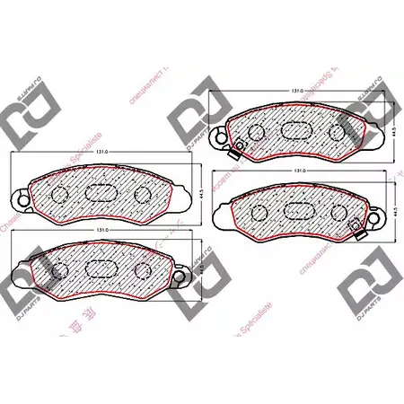 Тормозные колодки, дисковые, комплект DJ PARTS 3435173 R5VS3B 5ABO LL3 BP1934 изображение 0