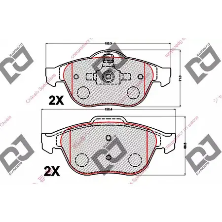 Тормозные колодки, дисковые, комплект DJ PARTS KY 6LX5 BP2120 3435286 B20PF