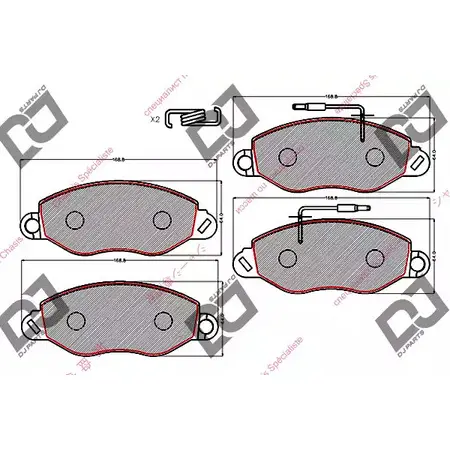 Тормозные колодки, дисковые, комплект DJ PARTS 3435309 8HNWN3P BP2144 79S 9W