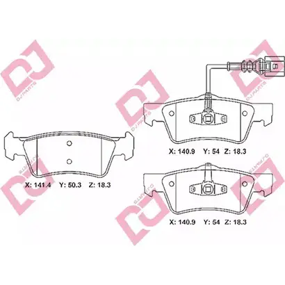 Тормозные колодки, дисковые, комплект DJ PARTS BP2242 3435404 F1WZTO Z HX3ME изображение 0