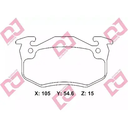 Тормозные колодки, дисковые, комплект DJ PARTS T96C5 VY ZDVD 3435443 BP2281