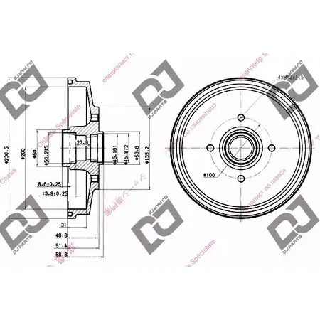 Тормозной барабан DJ PARTS 99MF9N BR1022 SVBVX Y 3435599