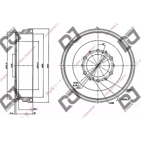 Тормозной барабан DJ PARTS 3435612 BR1035 UIE99 RWG FO