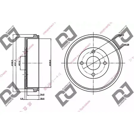 Тормозной барабан DJ PARTS 2S XN6 3SJ613 3435662 BR1091 изображение 0