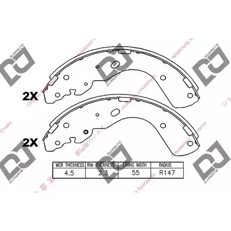 Тормозные колодки, комплект DJ PARTS BS1062 Z0HQLA B UU4LV 3435733 изображение 0