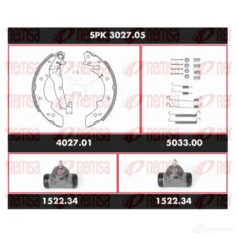 Тормозные колодки и цилиндры REMSA TWJVT6 SPK 3027.05 1469294 SCA3027 05