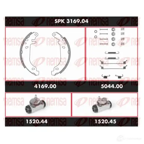 Тормозные колодки и цилиндры REMSA SCA31690 4 SPK 3169.04 1469396 TVSCWIZ изображение 0