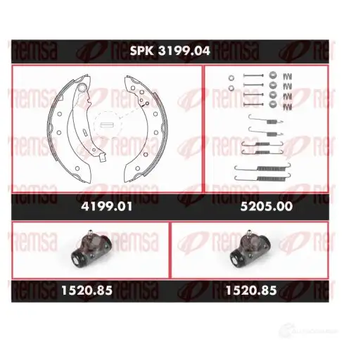 Тормозные колодки и цилиндры REMSA S CA319904 1469425 SPK 3199.04 MOQPUV3 изображение 0