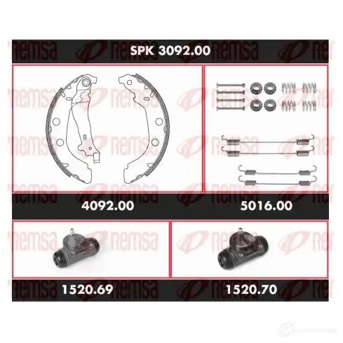 Тормозные колодки и цилиндры REMSA SCA30920 0 MCDNU81 1469351 SPK 3092.00 изображение 0