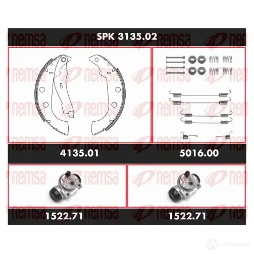 Тормозные колодки и цилиндры REMSA SCA3 13502 UATLI SPK 3135.02 1469375 изображение 0
