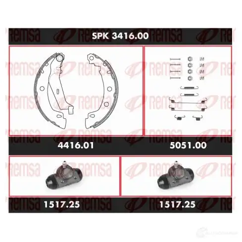 Тормозные колодки и цилиндры REMSA TCFF0K SC A341600 1469459 SPK 3416.00 изображение 0