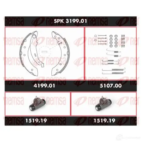 Тормозные колодки и цилиндры REMSA SPK 3199.01 SCA31 9901 H2WB4G 1469422 изображение 0