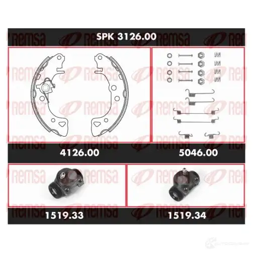 Тормозные колодки и цилиндры REMSA 1469366 3KHS6R SPK 3126.00 SCA 312600 изображение 0