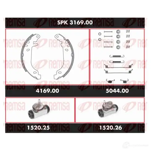 Тормозные колодки и цилиндры REMSA 0ZR66R 1469392 SC A316900 SPK 3169.00 изображение 0