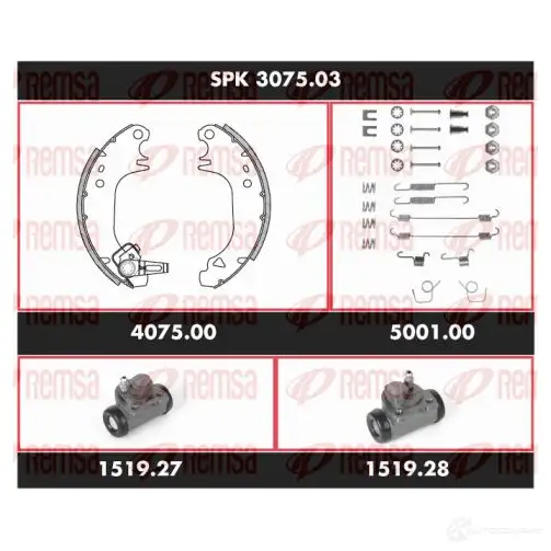 Тормозные колодки и цилиндры REMSA 1469326 N7WS6 SCA3075 03 SPK 3075.03