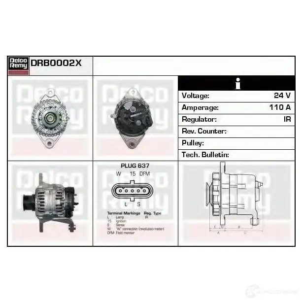 Генератор REMY DB111 2 1857109 ETDDTJ drb0002x изображение 0