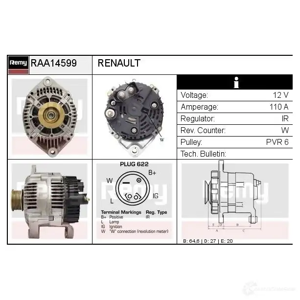 Генератор REMY raa14599 1864982 JKK IB 5414352777520 изображение 1