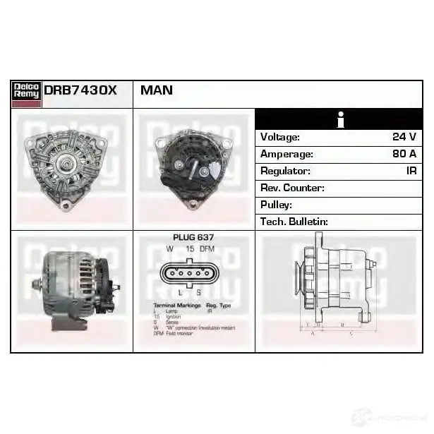 Генератор REMY 4IC5SQ 1857455 drb7430x DB8 540 изображение 0