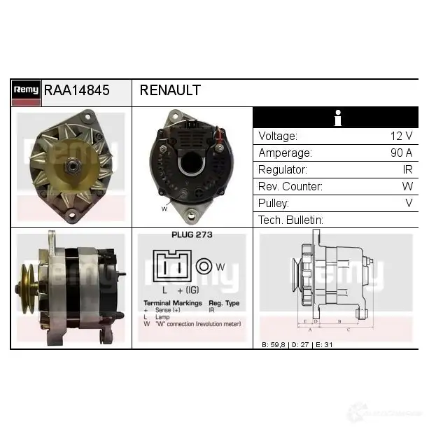 Генератор REMY AVG 95 5414352775564 1865012 raa14845 изображение 1