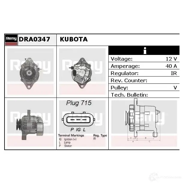 Генератор REMY 1854409 D A1457 dra0347 8ASB4U изображение 1