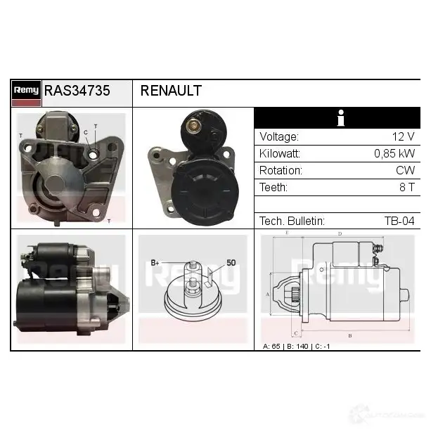 Стартер REMY ras34735 NYRAC 1 5414352763868 1865304