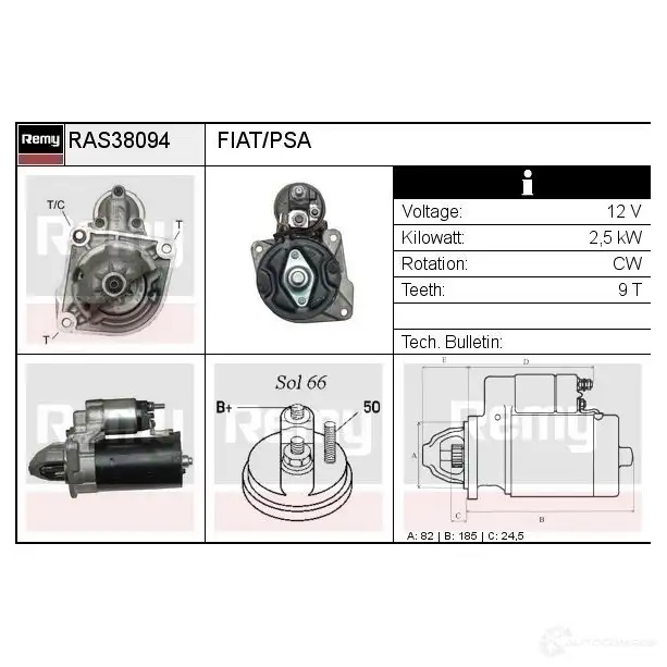 Стартер REMY 5414352769969 8OHC XF3 1865370 ras38094