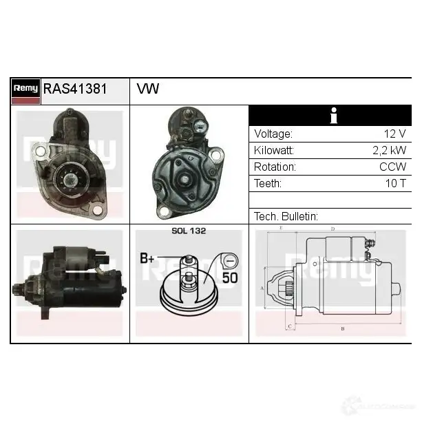 Стартер REMY ras41381 2 T4T9Q 1865416 5414352764100 изображение 0
