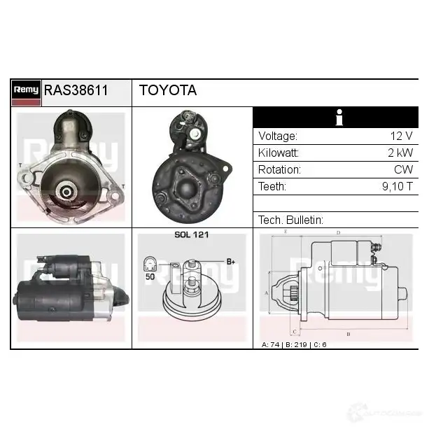 Стартер REMY T6 AOR 5414352764131 1865385 ras38611 изображение 0