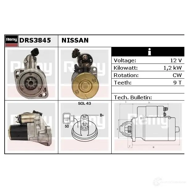 Стартер REMY DS49 55 L1WCI drs3845 1860762 изображение 0