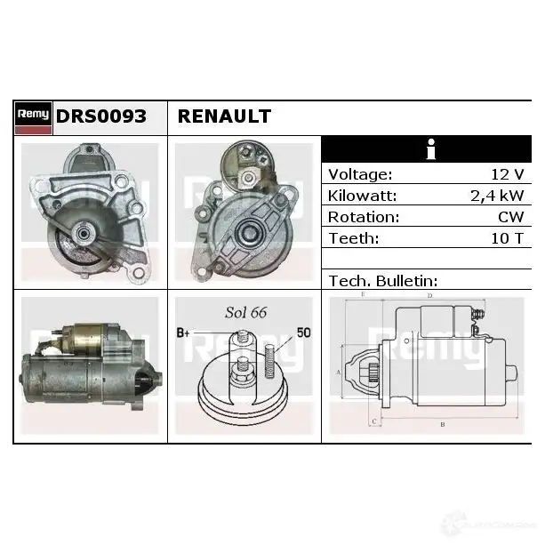 Стартер REMY drs0093 DS12 03 1858984 9MLDJ изображение 0