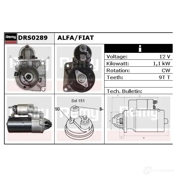 Стартер REMY FWLKLN D S1399 drs0289 1859189 изображение 0