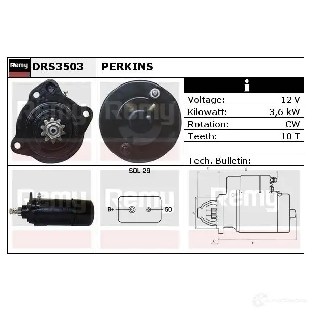 Стартер REMY 9MKBF drs3503 DS4 613 1860504
