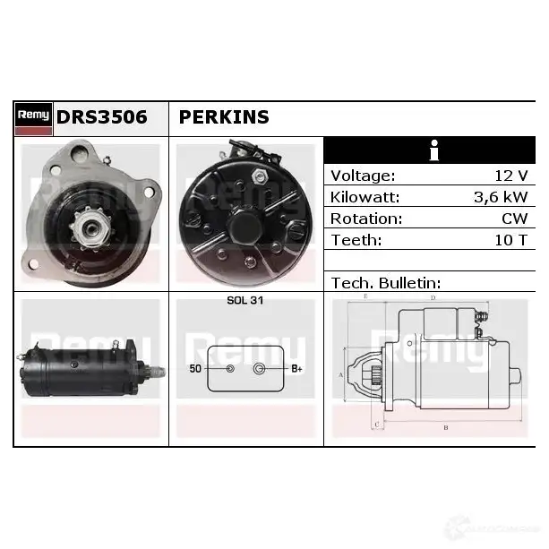 Стартер REMY O2Y8I8 1860507 drs3506 DS46 16