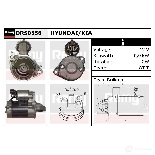 Стартер REMY drs0558 DS166 8 JTHRA8Z 1859431 изображение 0