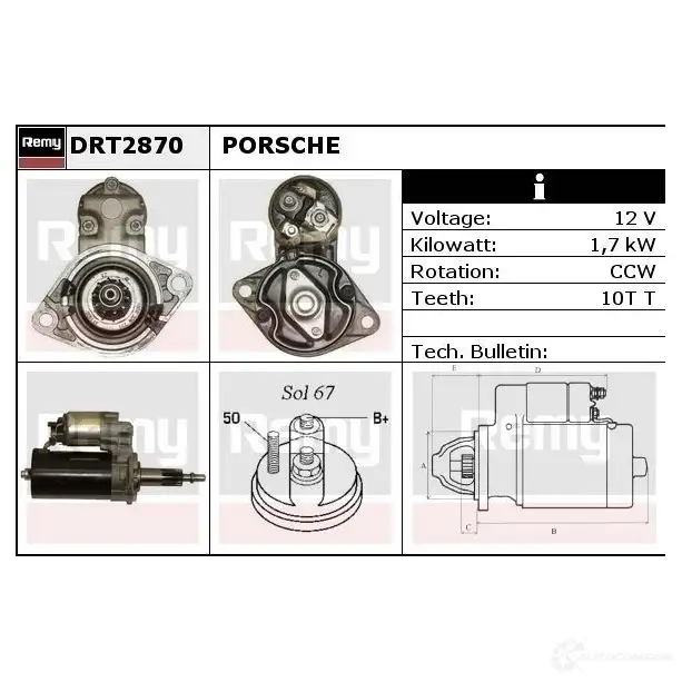 Стартер REMY DT3 980 drt2870 1861316 BUSS0 изображение 0